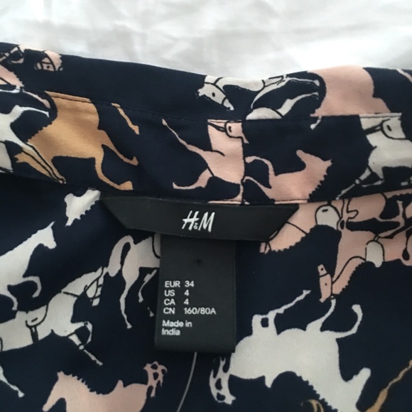 H&M navy horse button up shirt dress 4 NWT - Picture 7 of 9